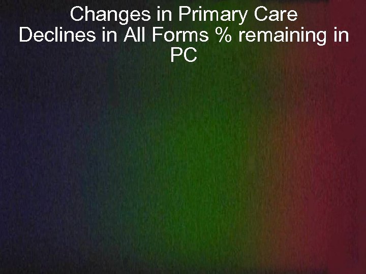 Changes in Primary Care Declines in All Forms % remaining in PC 