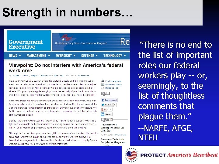 Strength in numbers… “There is no end to the list of important roles our