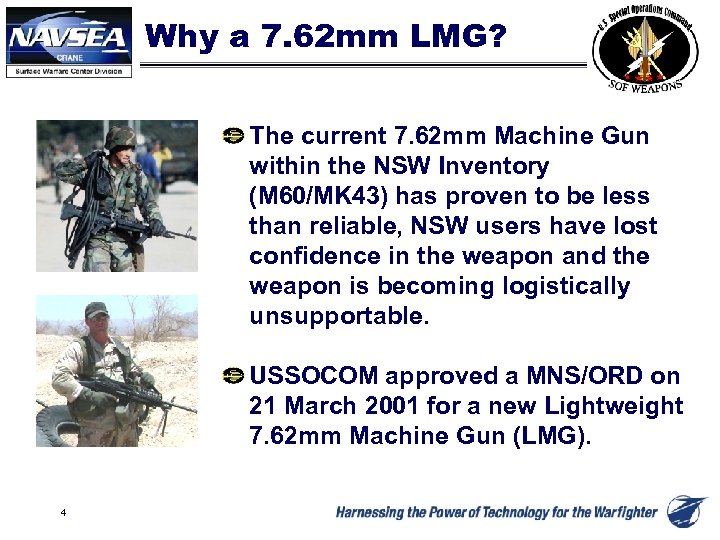 Why a 7. 62 mm LMG? The current 7. 62 mm Machine Gun within