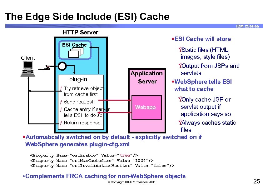The Edge Side Include (ESI) Cache IBM z. Series HTTP Server §ESI Cache will