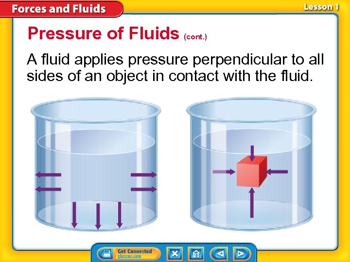 Pressure of Fluids (cont. ) A fluid applies pressure perpendicular to all sides of
