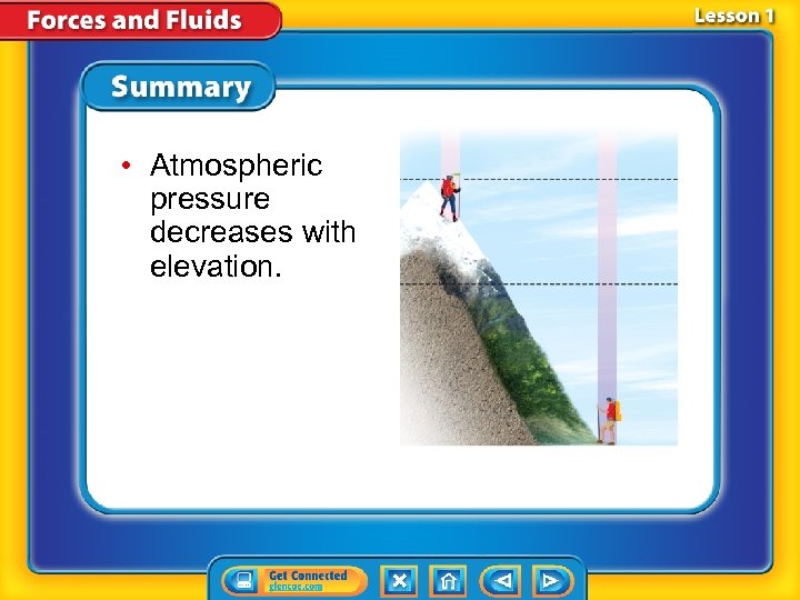  • Atmospheric pressure decreases with elevation. 