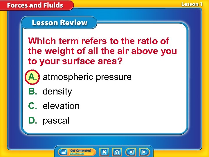 Which term refers to the ratio of the weight of all the air above