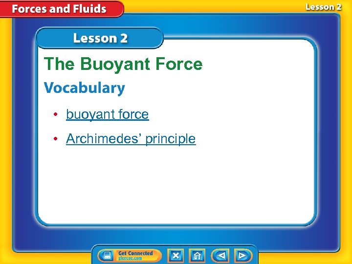 The Buoyant Force • buoyant force • Archimedes’ principle 