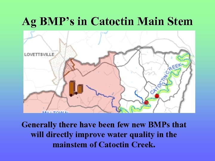 Ag BMP’s in Catoctin Main Stem Generally there have been few new BMPs that