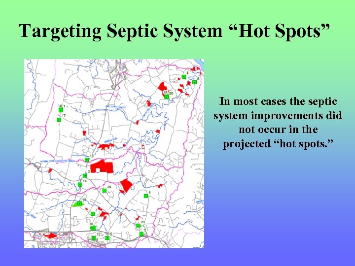 Targeting Septic System “Hot Spots” In most cases the septic system improvements did not