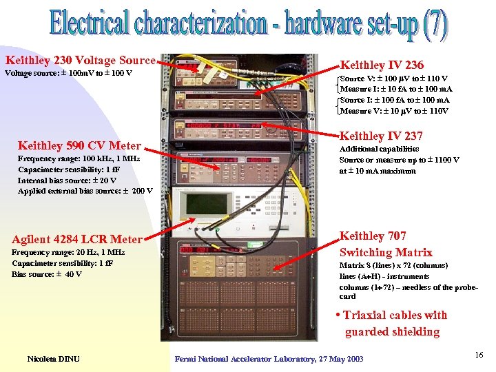 Keithley 230 Voltage Source Voltage source: 100 m. V to 100 V Keithley 590