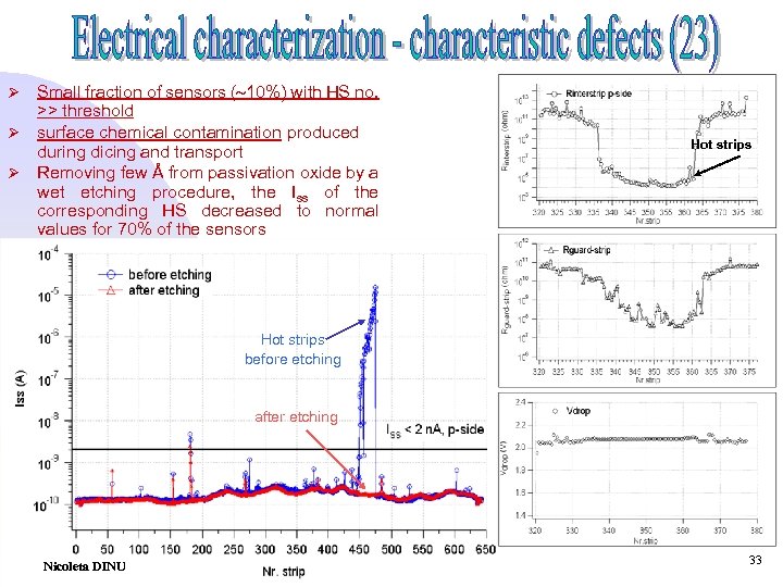 Small fraction of sensors ( 10%) with HS no. >> threshold Ø surface chemical