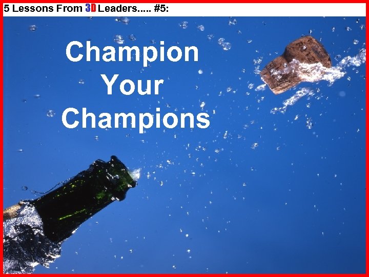 5 Lessons From 3 D Leaders. . . #5: Champion Your Champions 