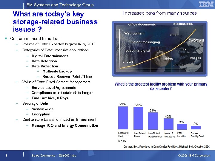 IBM Systems and Technology Group What are today’s key storage-related business issues ? Increased