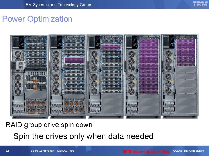 IBM Systems and Technology Group Power Optimization RAID group drive spin down Spin the
