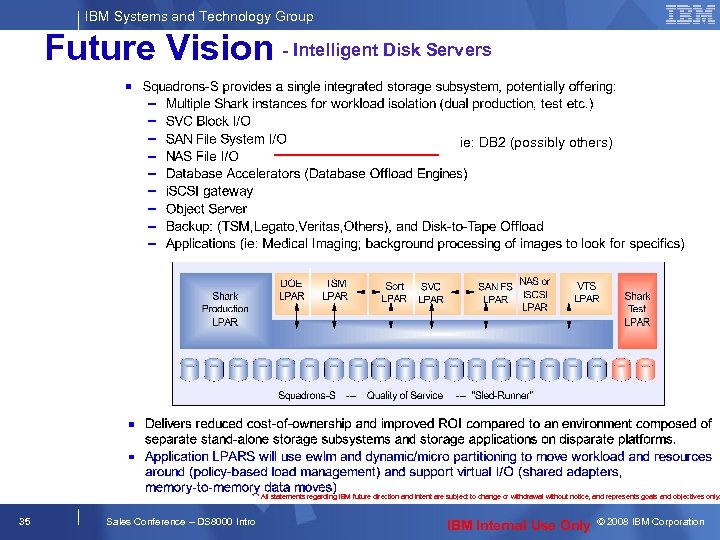 IBM Systems and Technology Group Future Vision - Intelligent Disk Servers ie: DB 2