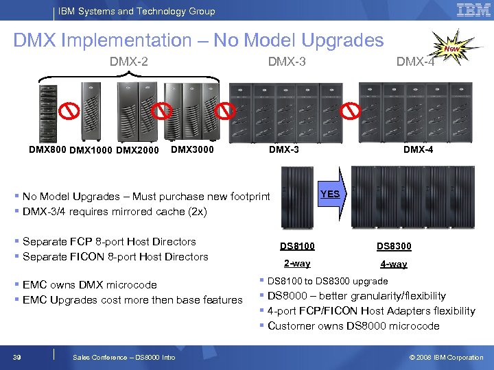 IBM Systems and Technology Group DMX Implementation – No Model Upgrades DMX-2 DMX 800