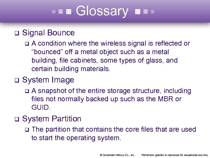 Glossary q Signal Bounce q q System Image q q A condition where the