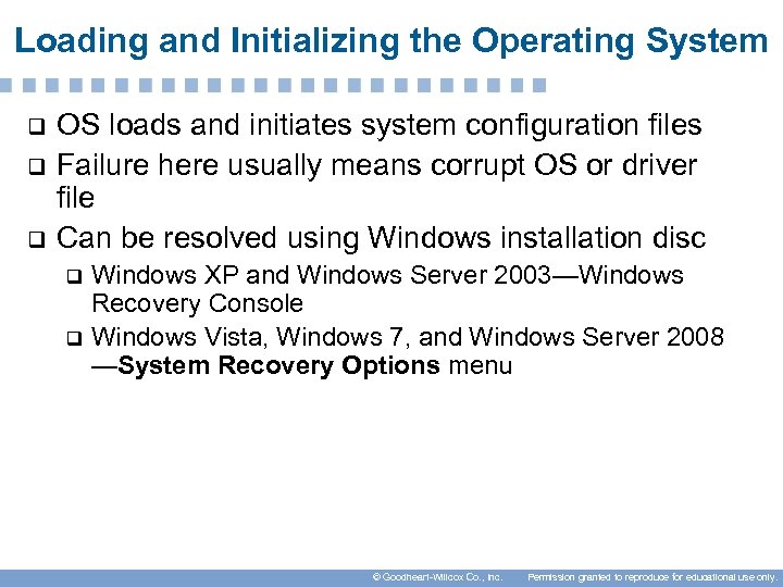 Loading and Initializing the Operating System q q q OS loads and initiates system