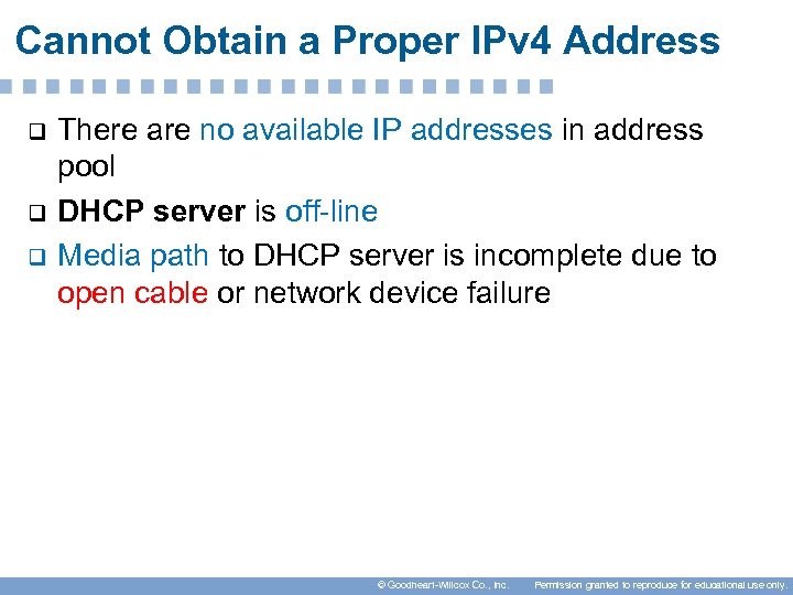 Cannot Obtain a Proper IPv 4 Address q q q There are no available