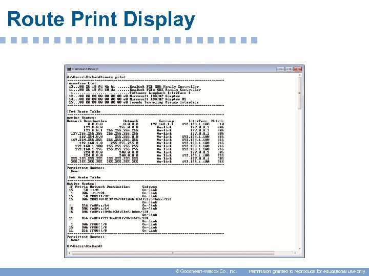 Route Print Display © Goodheart-Willcox Co. , Inc. Permission granted to reproduce for educational