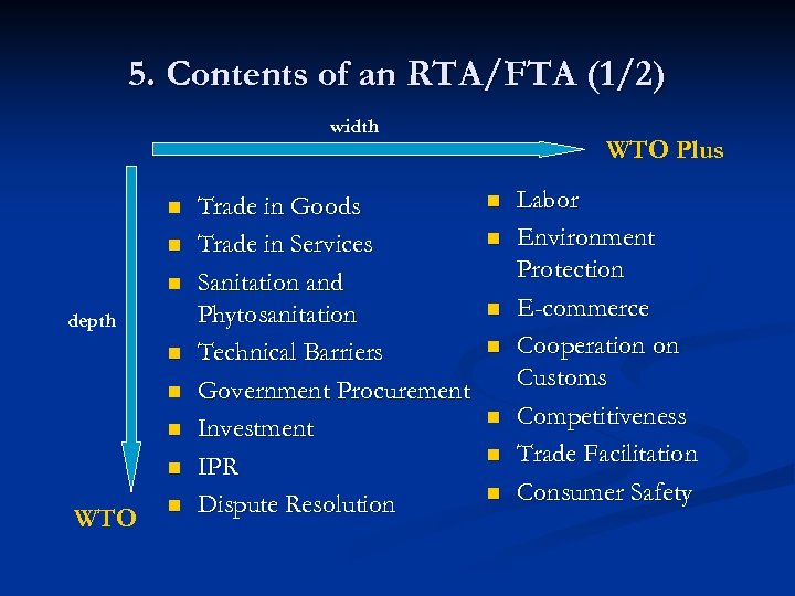 5. Contents of an RTA/FTA (1/2) width n n n depth n n WTO