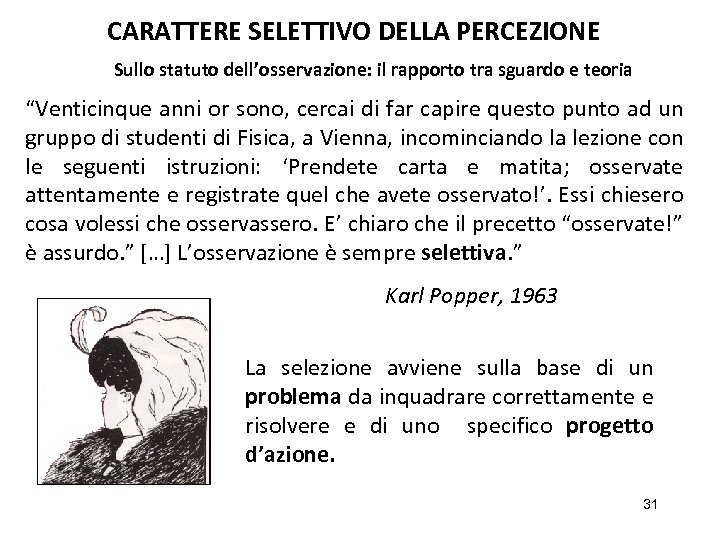 CARATTERE SELETTIVO DELLA PERCEZIONE Sullo statuto dell’osservazione: il rapporto tra sguardo e teoria “Venticinque