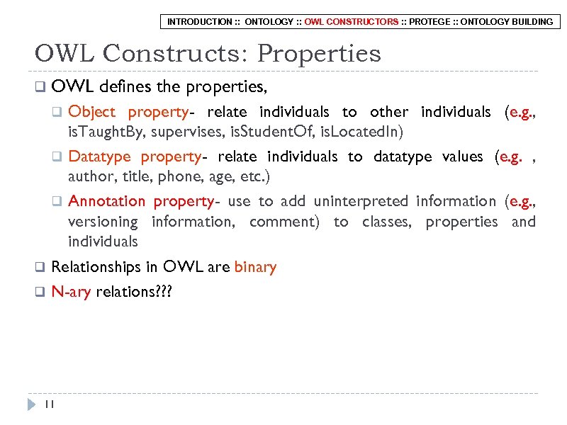 INTRODUCTION : : ONTOLOGY : : OWL CONSTRUCTORS : : PROTEGE : : ONTOLOGY