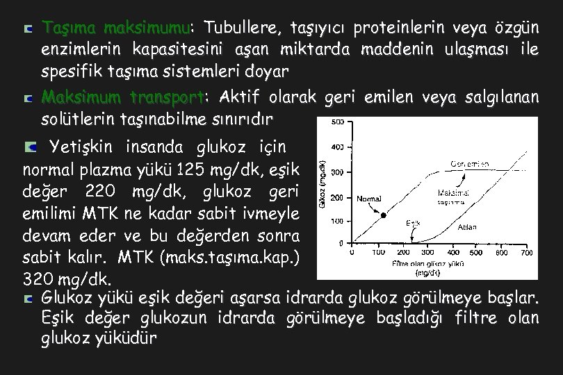 Taşıma maksimumu: Tubullere, taşıyıcı proteinlerin veya özgün enzimlerin kapasitesini aşan miktarda maddenin ulaşması ile