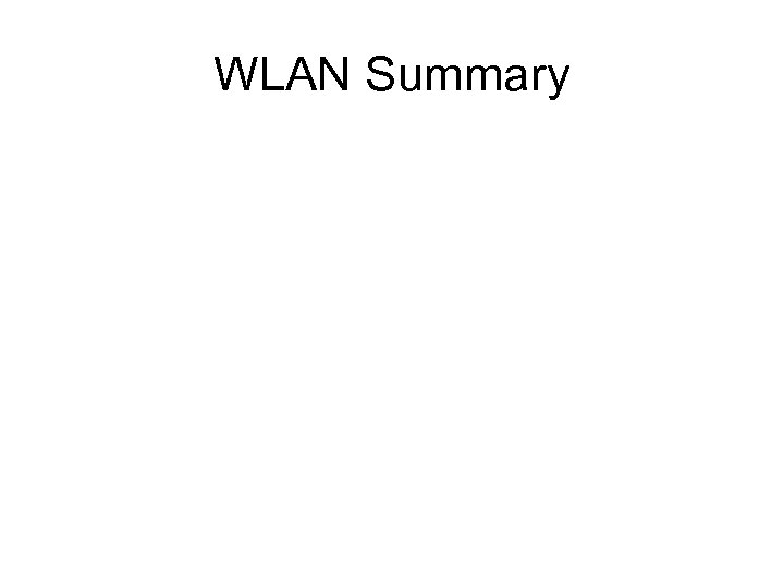 WLAN Summary 