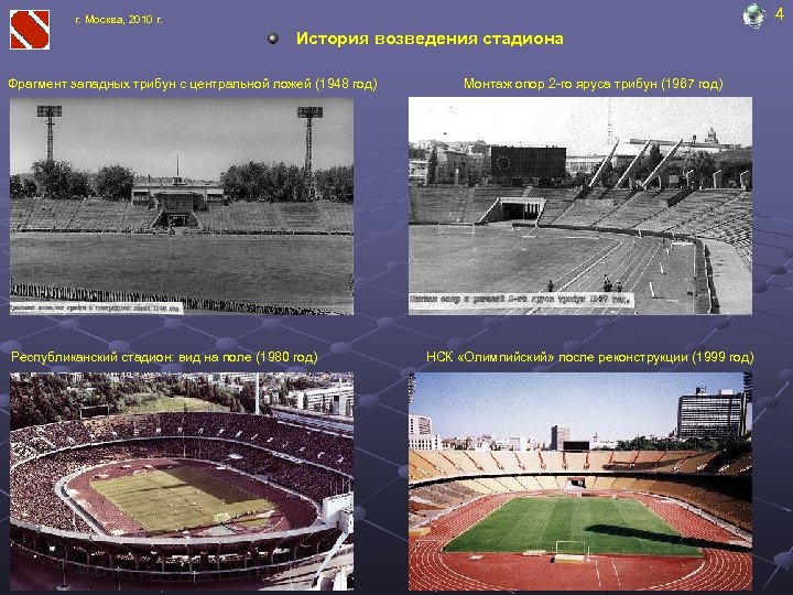 4 г. Москва, 2010 г. История возведения стадиона Фрагмент западных трибун с центральной ложей