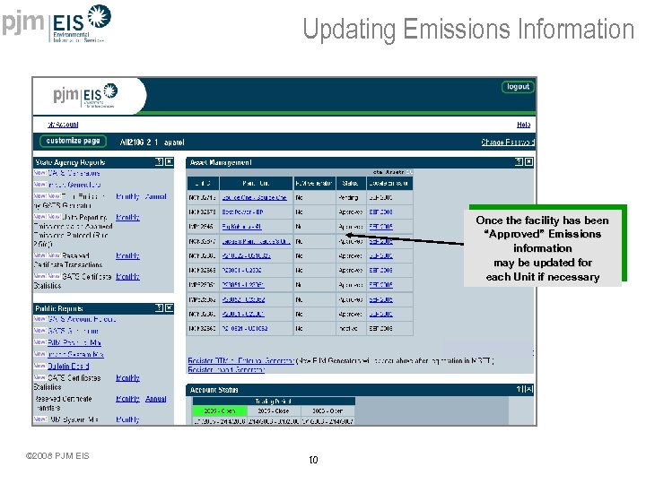 Updating Emissions Information Once the facility has been “Approved” Emissions information may be updated