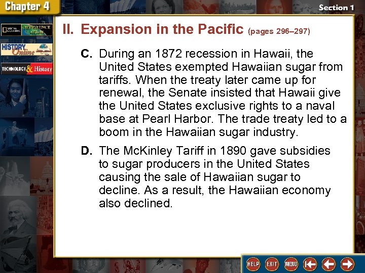 II. Expansion in the Pacific (pages 296– 297) C. During an 1872 recession in