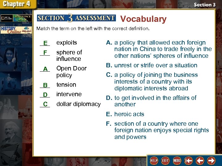 Vocabulary Match the term on the left with the correct definition. ___ E ___