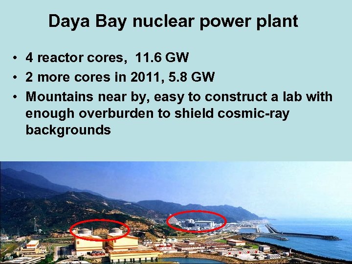 Daya Bay nuclear power plant • 4 reactor cores, 11. 6 GW • 2