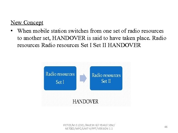 New Concept • When mobile station switches from one set of radio resources to