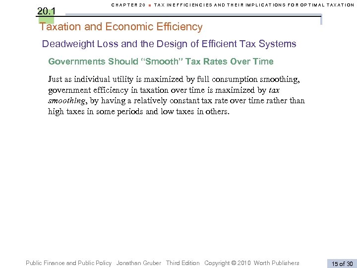 20. 1 CHAPTER 20 ■ TAX INEFFICIENCIES AND THEIR IMPLICATIONS FOR OPTIMAL TAXATION Taxation