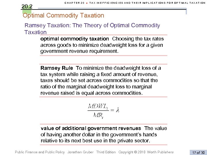 20. 2 CHAPTER 20 ■ TAX INEFFICIENCIES AND THEIR IMPLICATIONS FOR OPTIMAL TAXATION Optimal