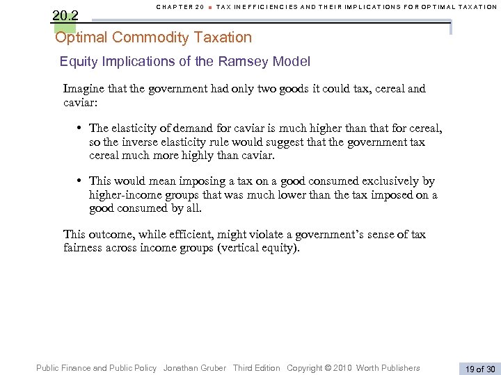 20. 2 CHAPTER 20 ■ TAX INEFFICIENCIES AND THEIR IMPLICATIONS FOR OPTIMAL TAXATION Optimal