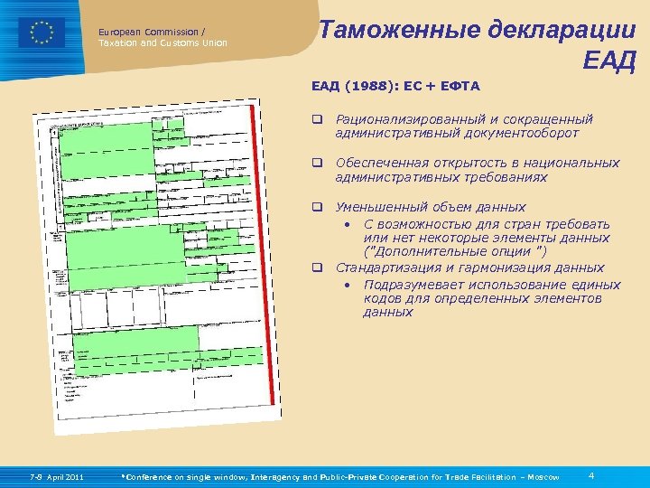 European Commission / Taxation and Customs Union Таможенные декларации ЕАД (1988): ЕС + ЕФТА