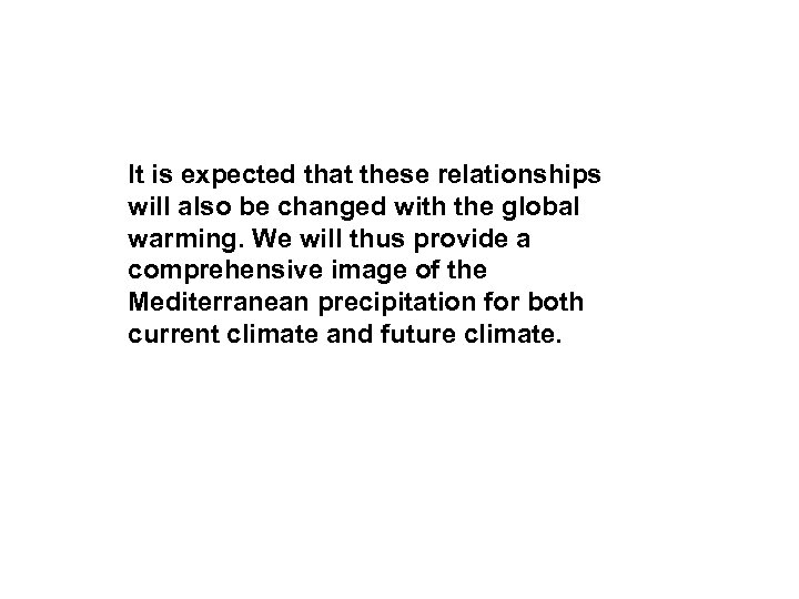 It is expected that these relationships will also be changed with the global warming.