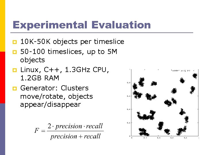 Experimental Evaluation p p 10 K-50 K objects per timeslice 50 -100 timeslices, up