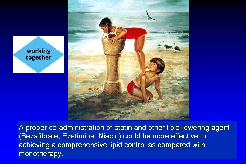 A proper co-administration of statin and other lipid-lowering agent (Bezafibrate, Ezetimibe, Niacin) could be