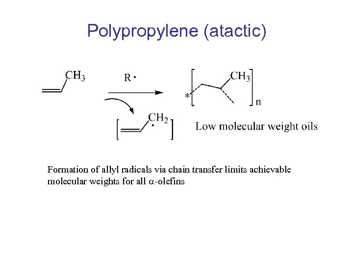 Polypropylene (atactic) Formation of allyl radicals via chain transfer limits achievable molecular weights for