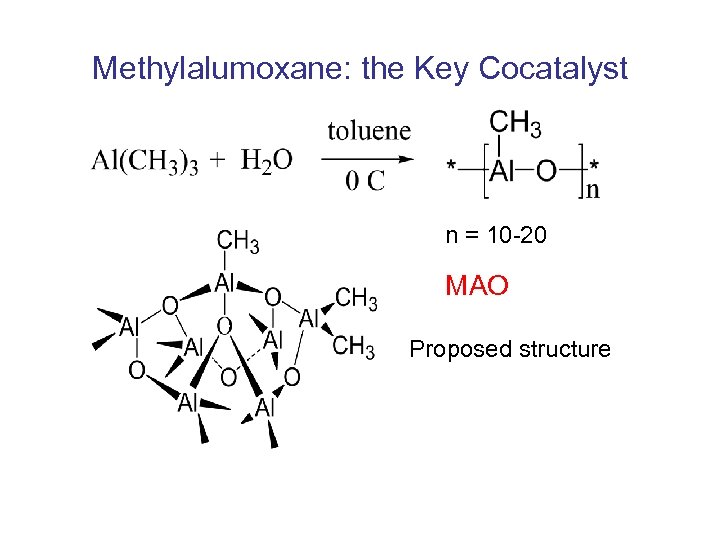 Methylalumoxane: the Key Cocatalyst n = 10 -20 MAO Proposed structure 