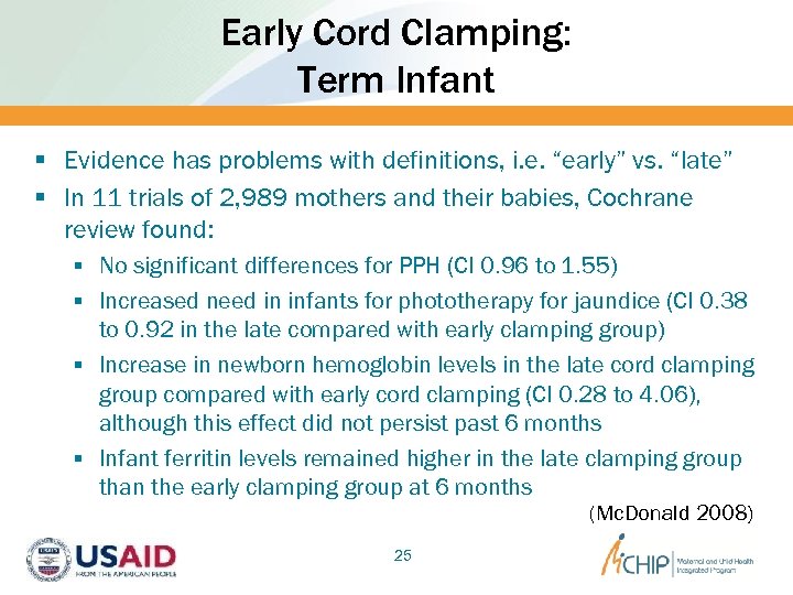 Early Cord Clamping: Term Infant § Evidence has problems with definitions, i. e. “early”