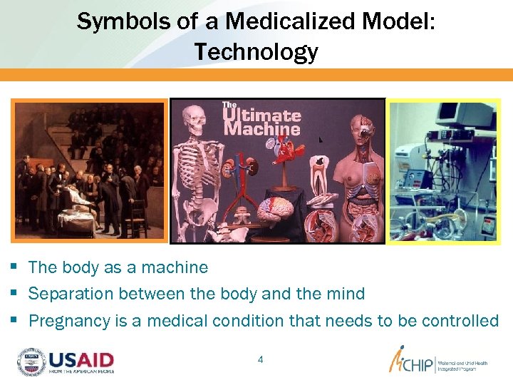 Symbols of a Medicalized Model: Technology § The body as a machine § Separation