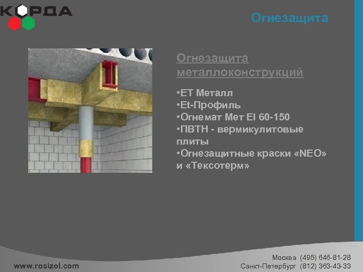 Огнезащита металлоконструкций • ЕТ Металл • Et-Профиль • Огнемат Мет EI 60 -150 •