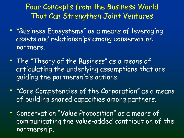 Four Concepts from the Business World That Can Strengthen Joint Ventures • “Business Ecosystems”
