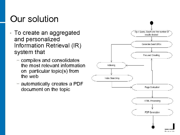 Our solution • To create an aggregated and personalized Information Retrieval (IR) system that