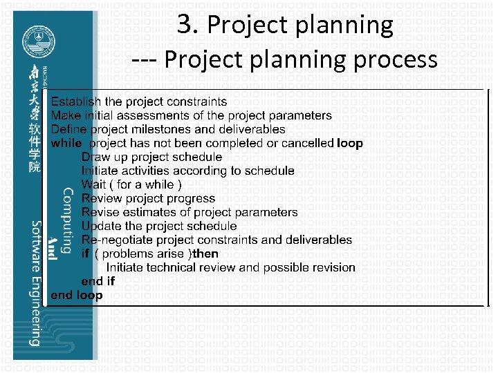 3. Project planning --- Project planning process 