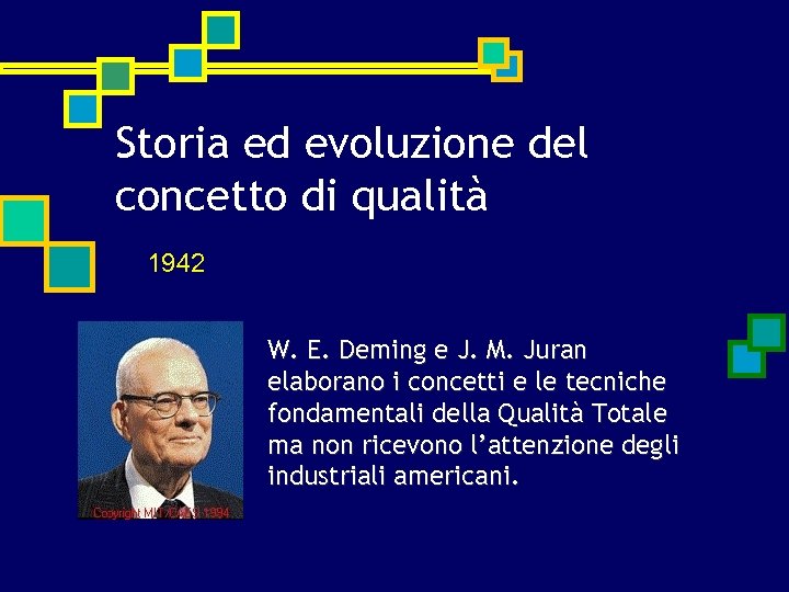 Storia ed evoluzione del concetto di qualità 1942 W. E. Deming e J. M.