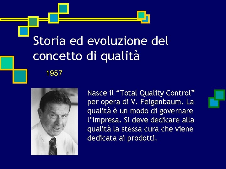 Storia ed evoluzione del concetto di qualità 1957 Nasce il “Total Quality Control” per