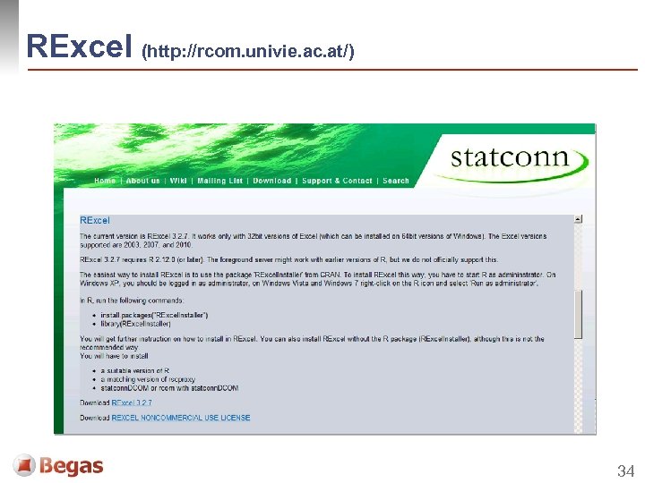 RExcel (http: //rcom. univie. ac. at/) 34 